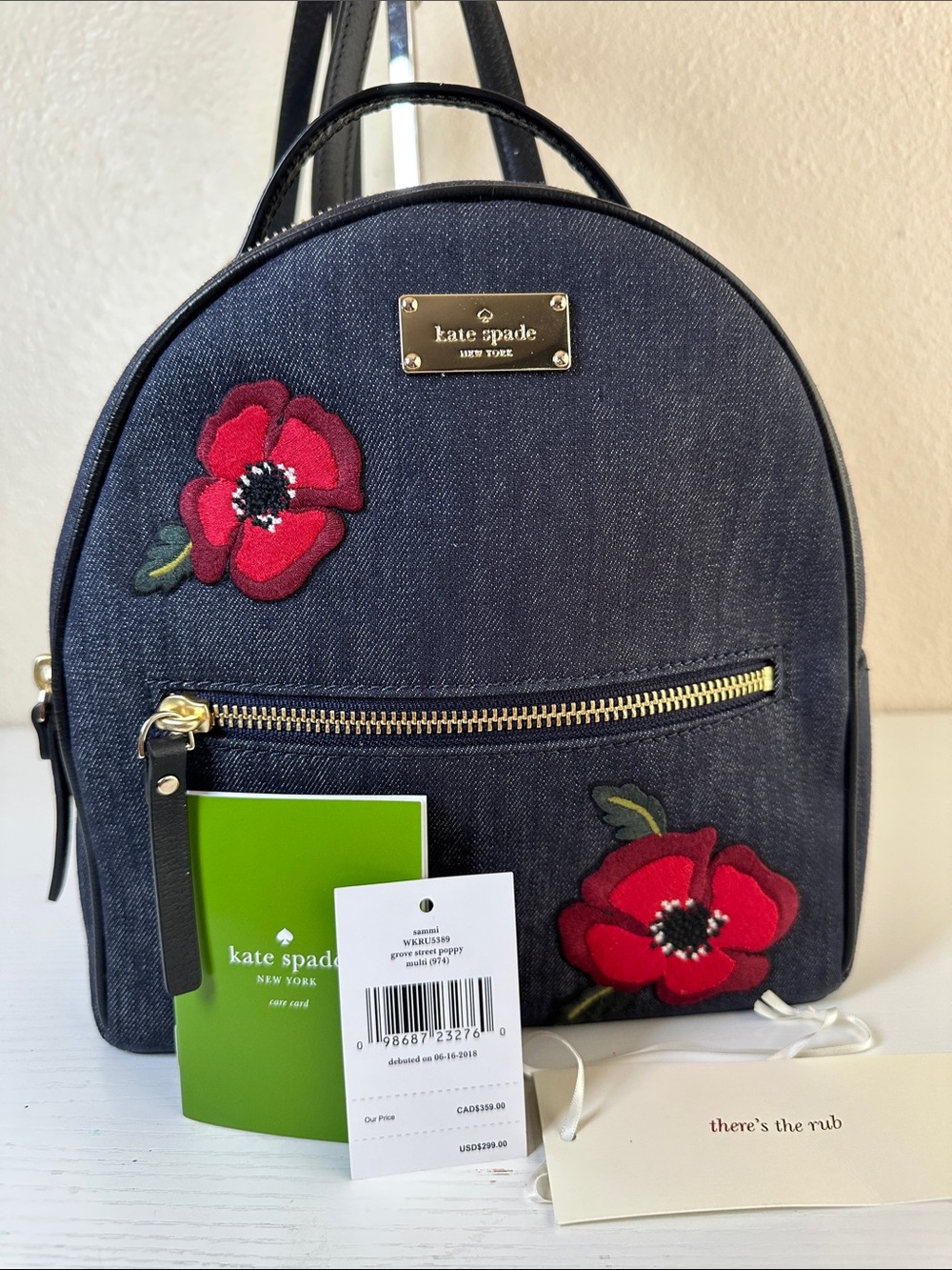 NWT Kate spade Grove Street Denim Poppy Sammi Backpack